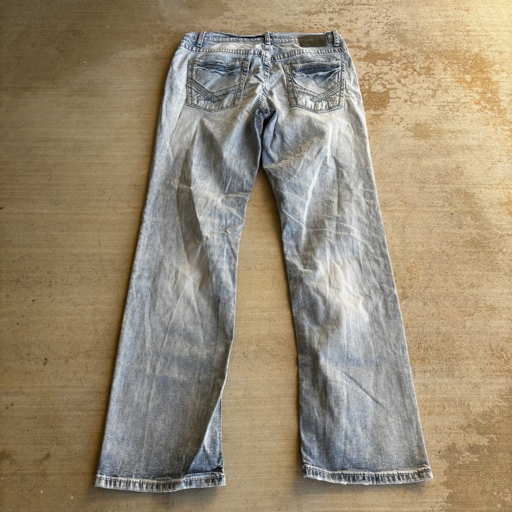 BKE Tyler Straight Leg Jeans Mens 36x34 Light Wash Distressed Denim Blue